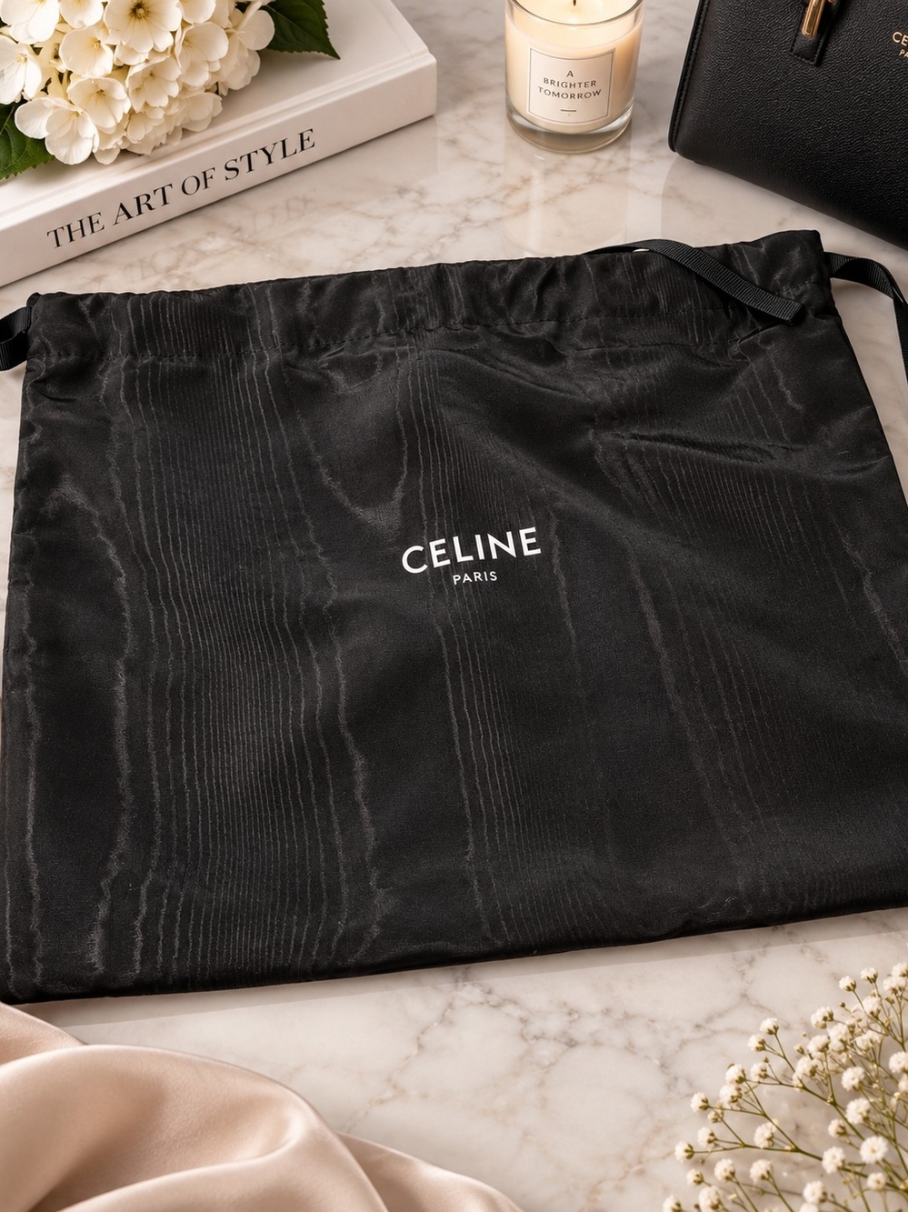 Celine Black Drawstring Dust Bag Black